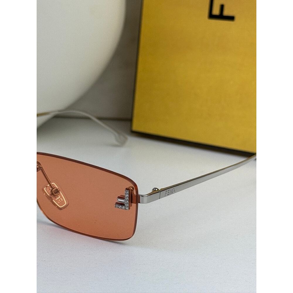 NEW Fendi FE4172US First Rimless Orange Square Sunglasses - Picture 3 of 6